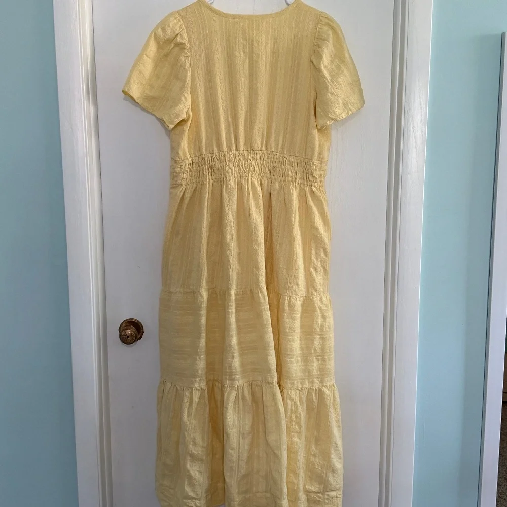 Anthropologie Somerset Butter Yellow Cotton Maxi Dress Size L - Picture 7 of 9